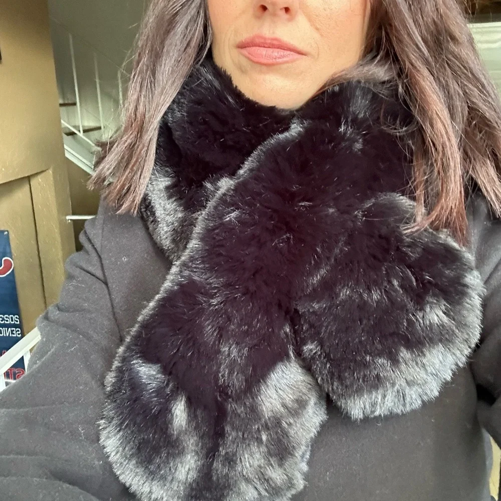 Black fur scarf - Picture 5 of 5